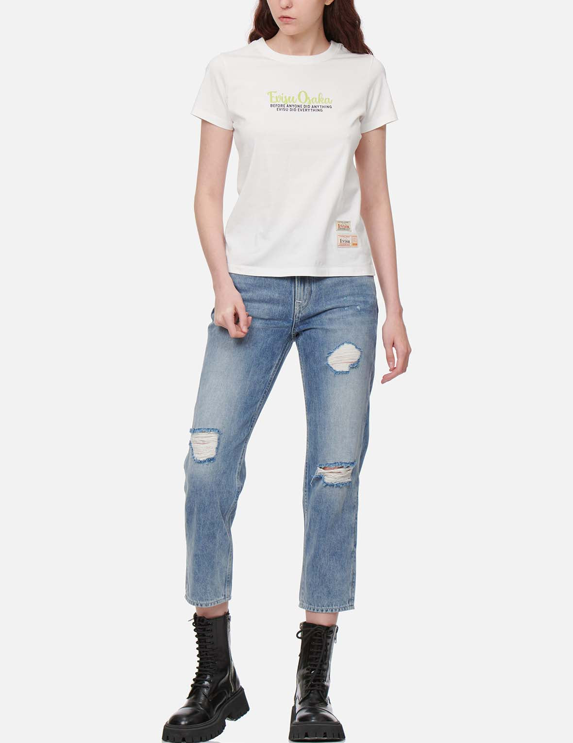 Daicock Print Relax Fit Cropped Jeans – EVISU Daicock Print Relax Fit Cropped Jeans – EVISU