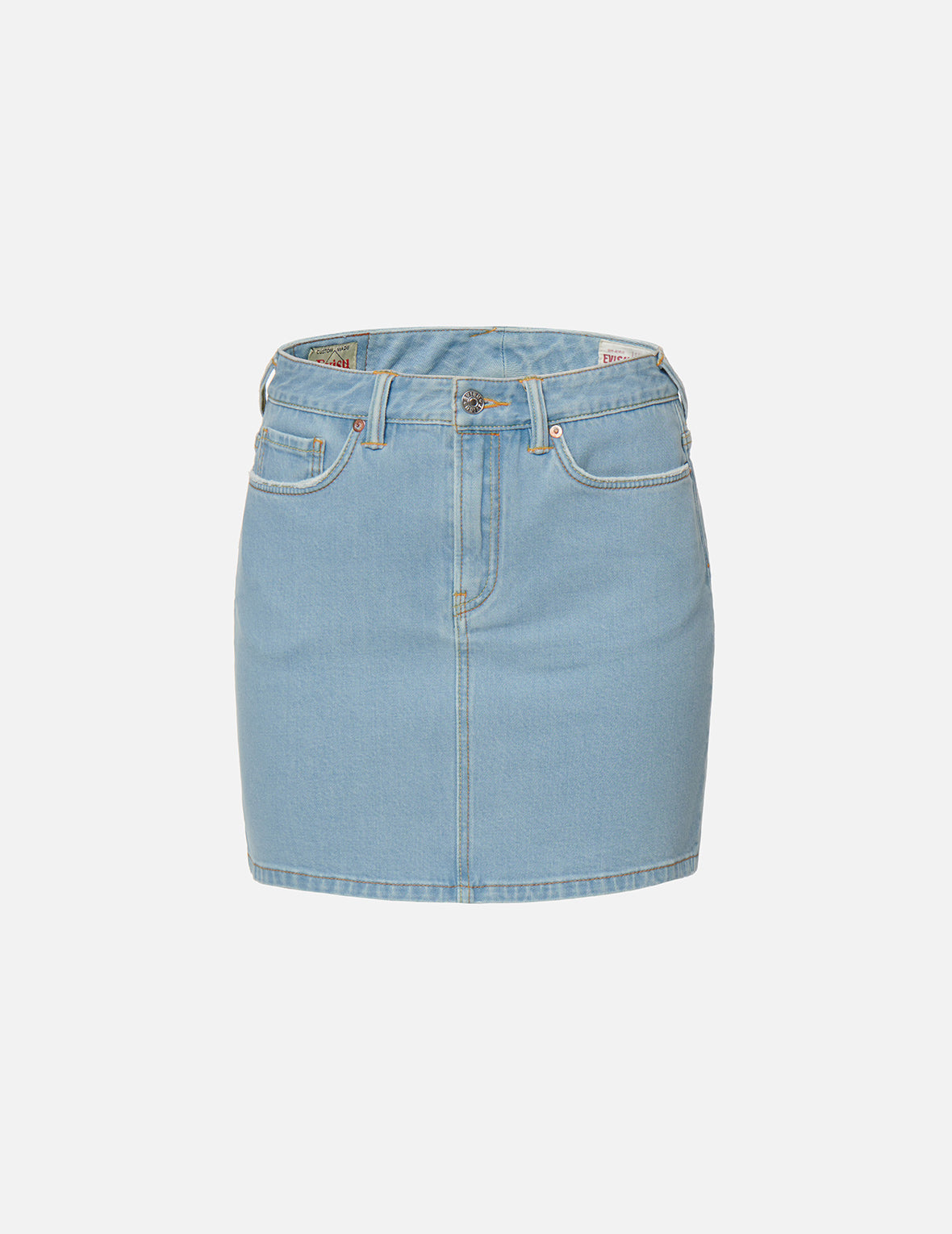 Floral Seagull Embroidery Denim Pencil Skirt EVISU