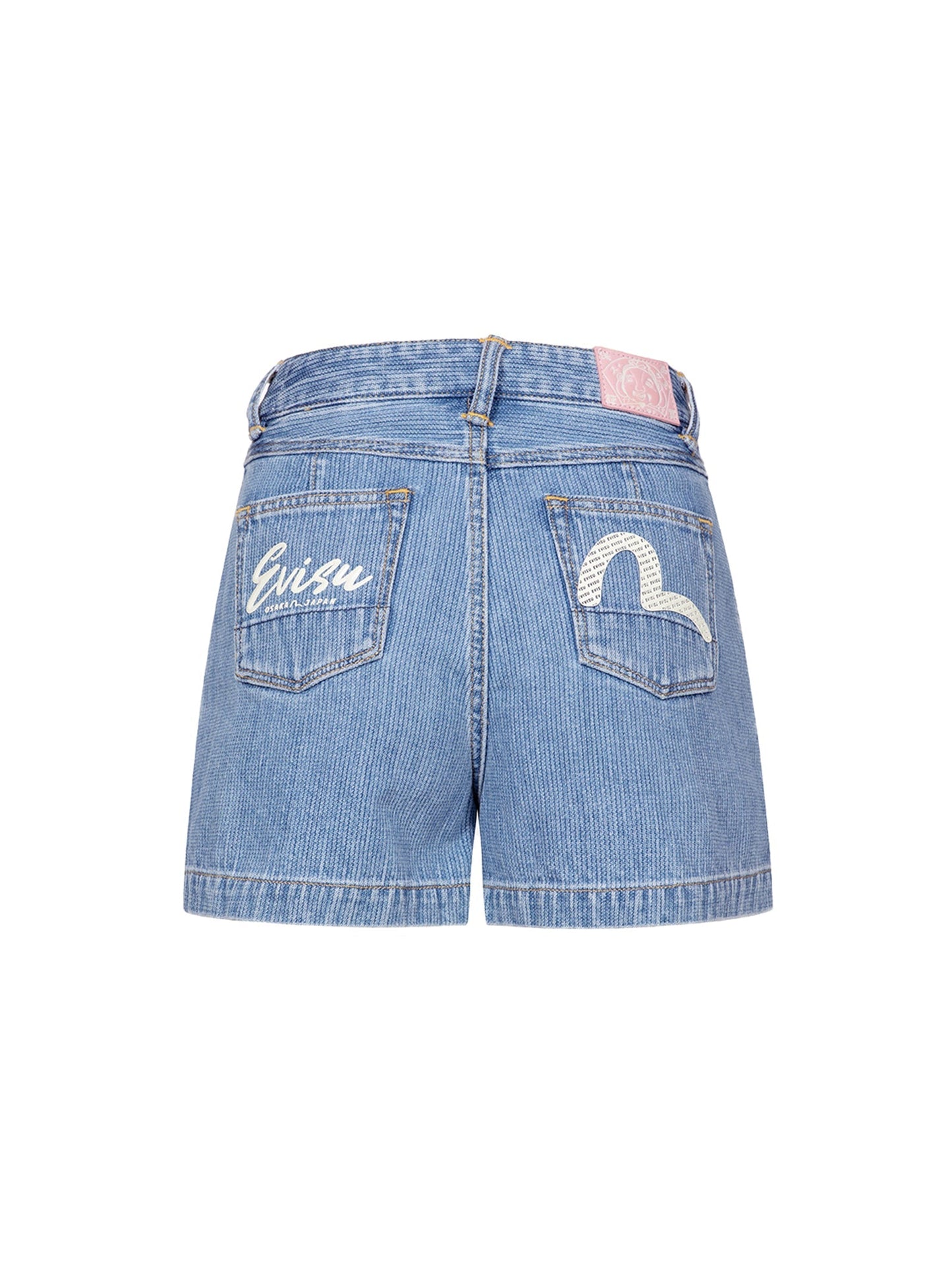 Seagull and Logo Print Fashion Fit Denim Shorts