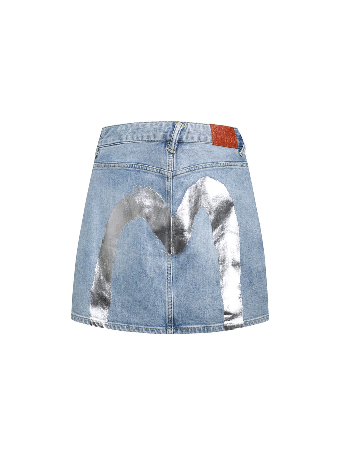Foil Print Daicok Regular Fit Denim Skirt