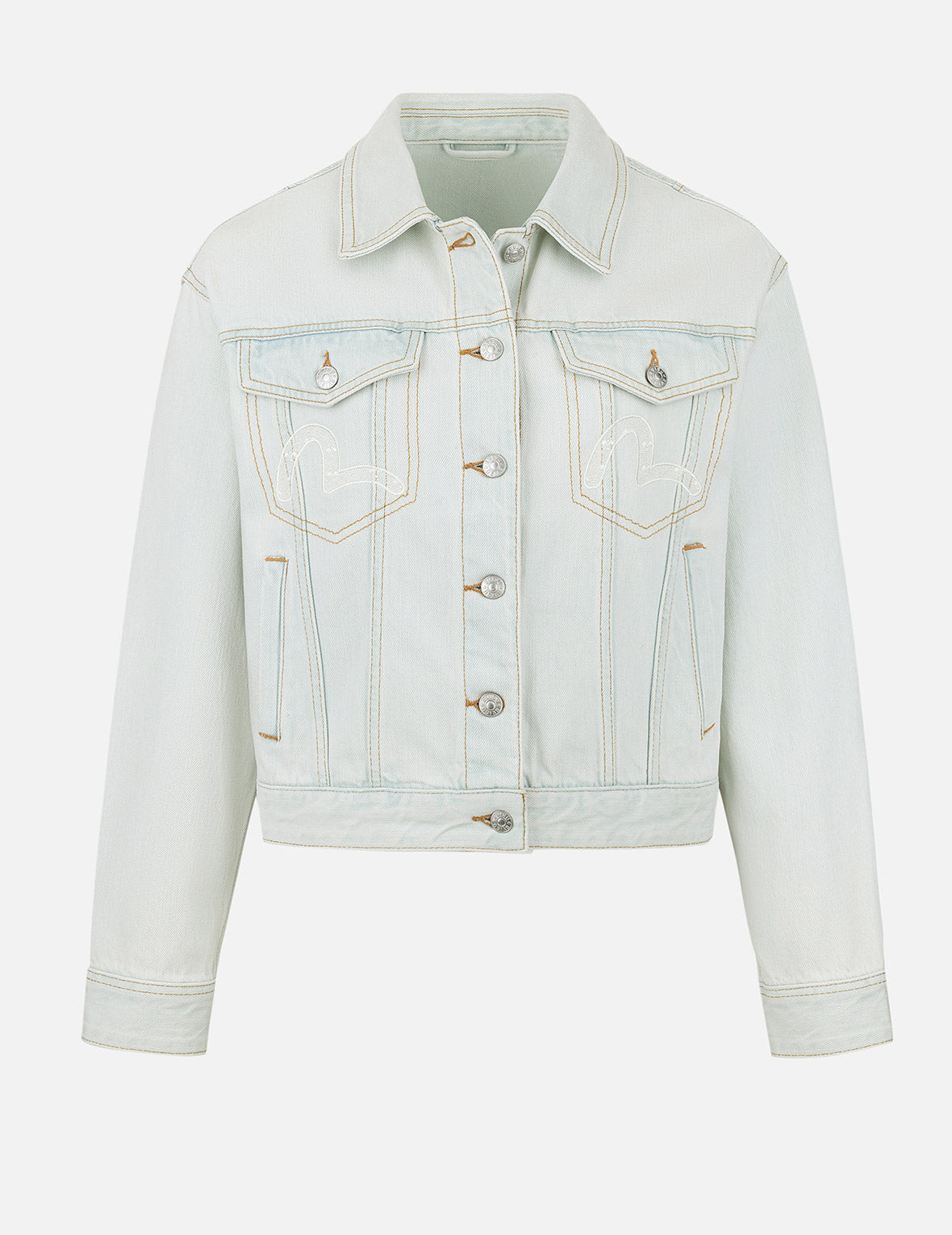 Hummingbird and Magnolia Embroidery Loose Fit Quilted Denim Jacket