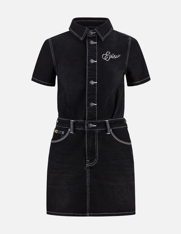 Logo Embroidery Fashion Fit Denim Dress