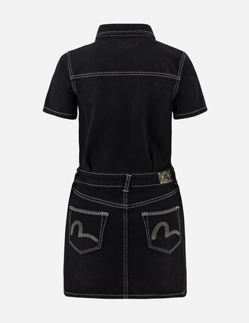 Logo Embroidery Fashion Fit Denim Dress