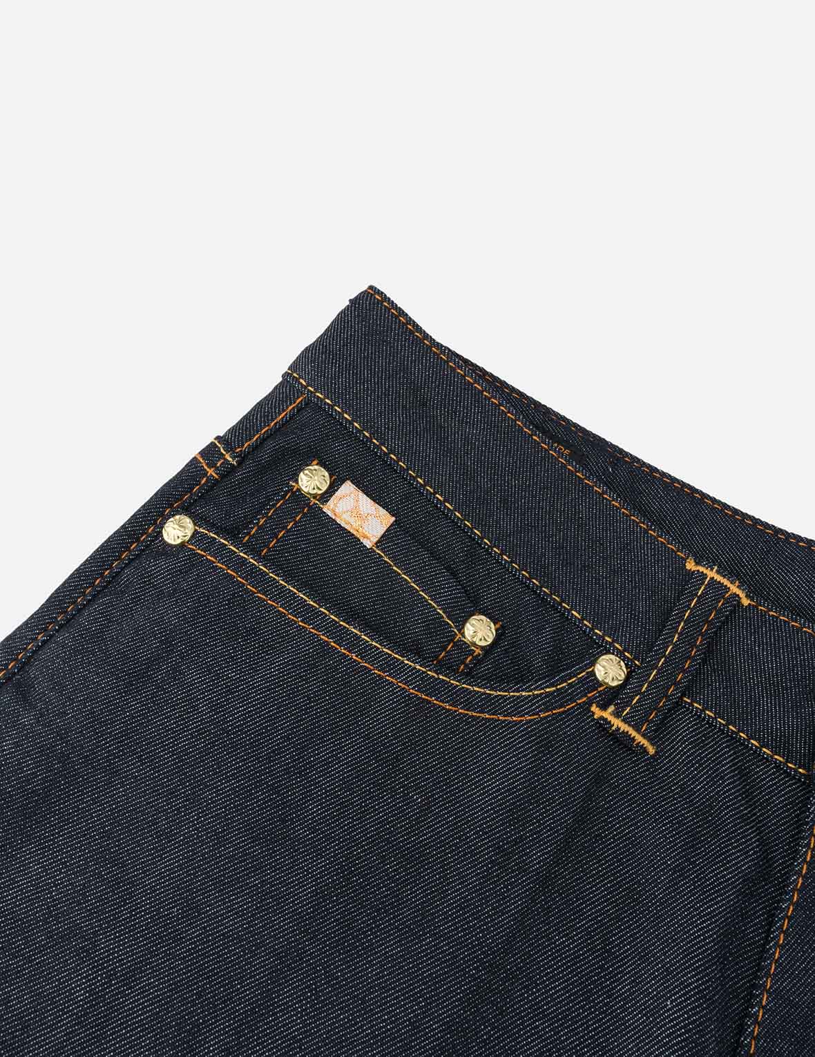 Brocade Inserted Daicock Embroidery Relax Fit Jeans