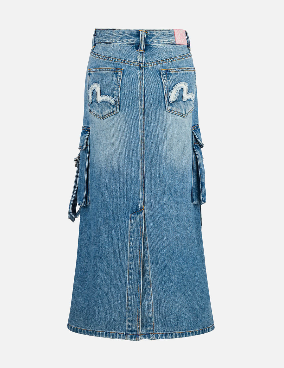 Deconstructed Inserted Seagull Embroidery Fashion Fit Denim Cargo Skirt