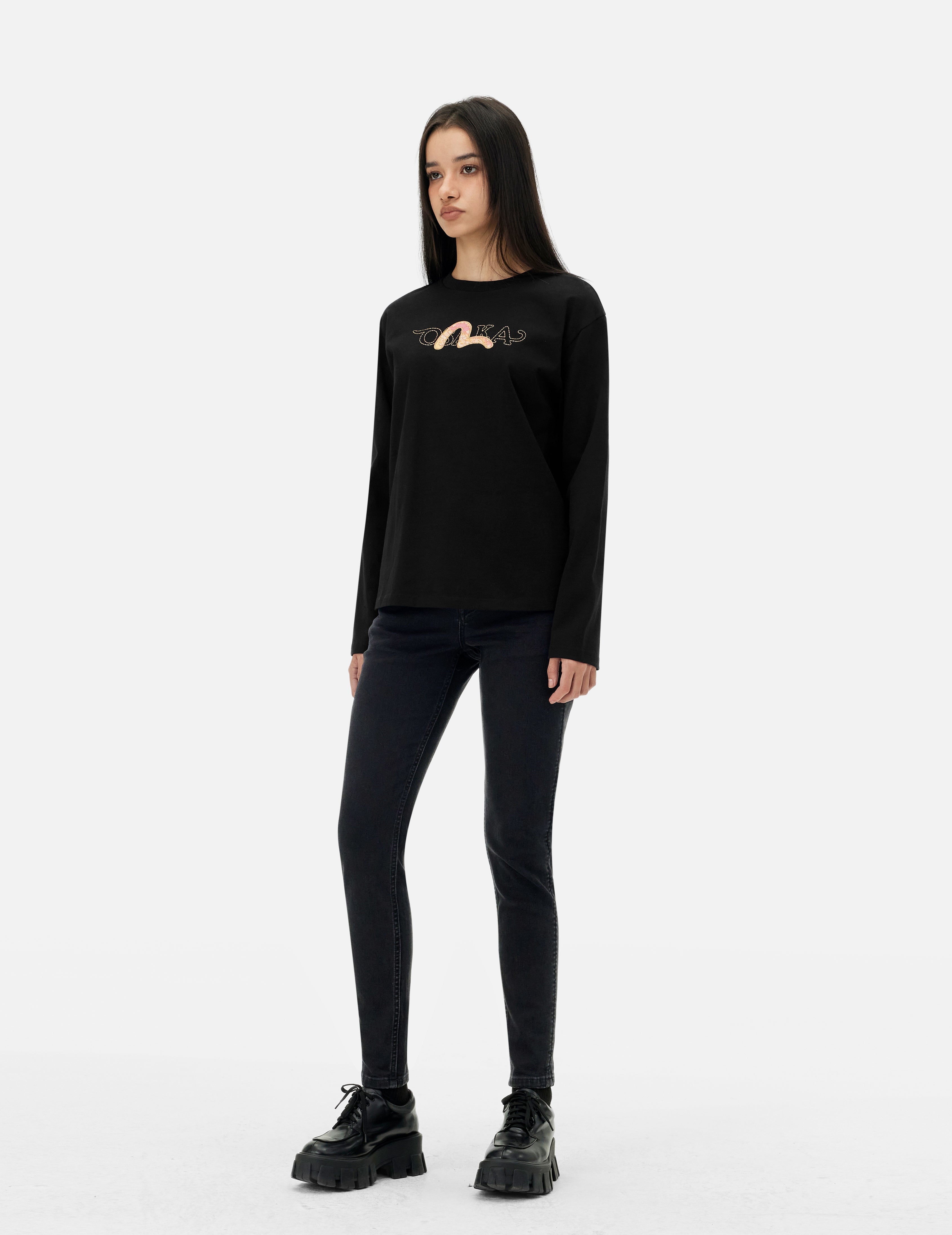 大人気新品をすべて Brocade Seagull Embroidery Regular Fit Long-Sleeve T-shirt トップス