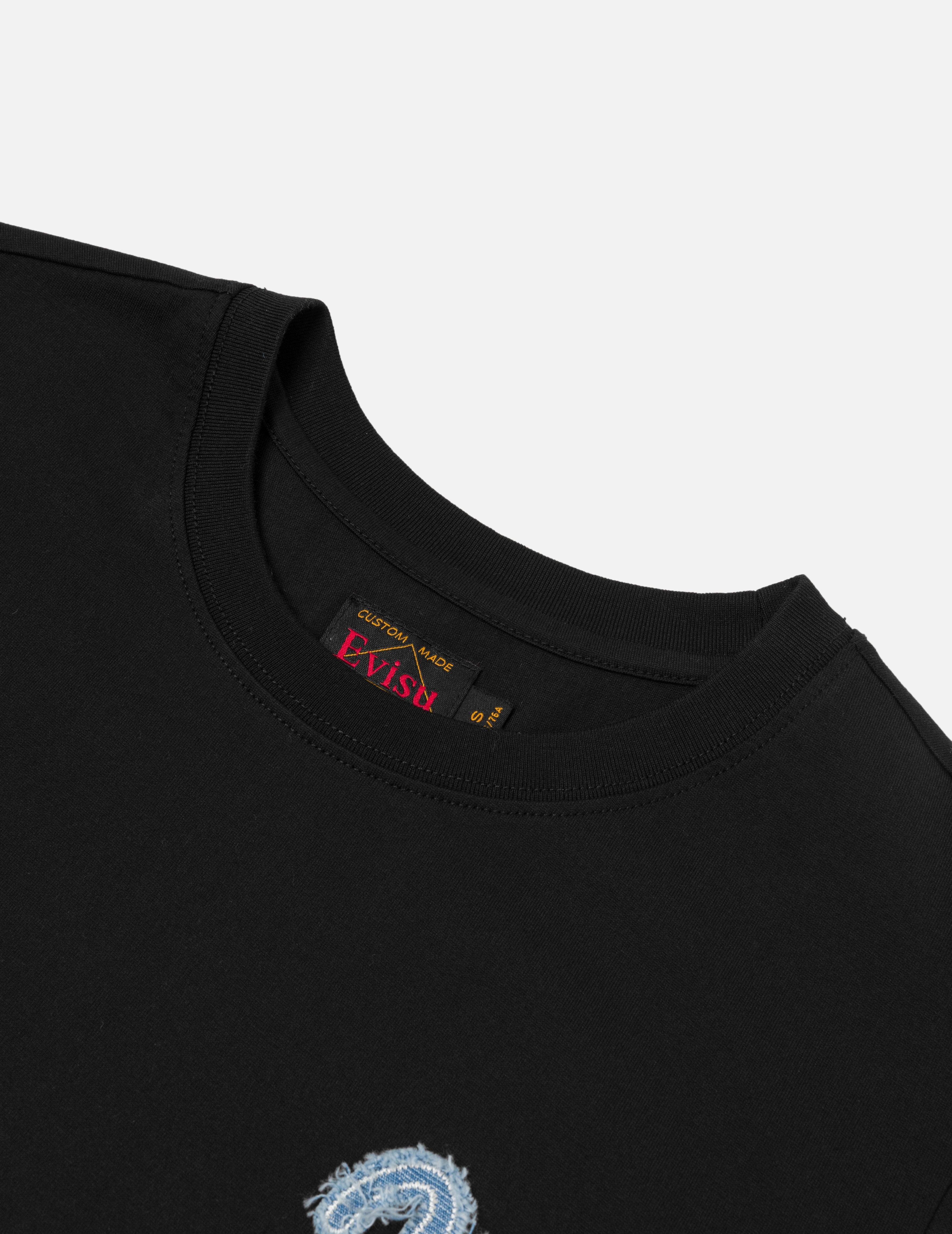 Deconstructed Denim Applique Embroidery Regular Fit T-Shirt