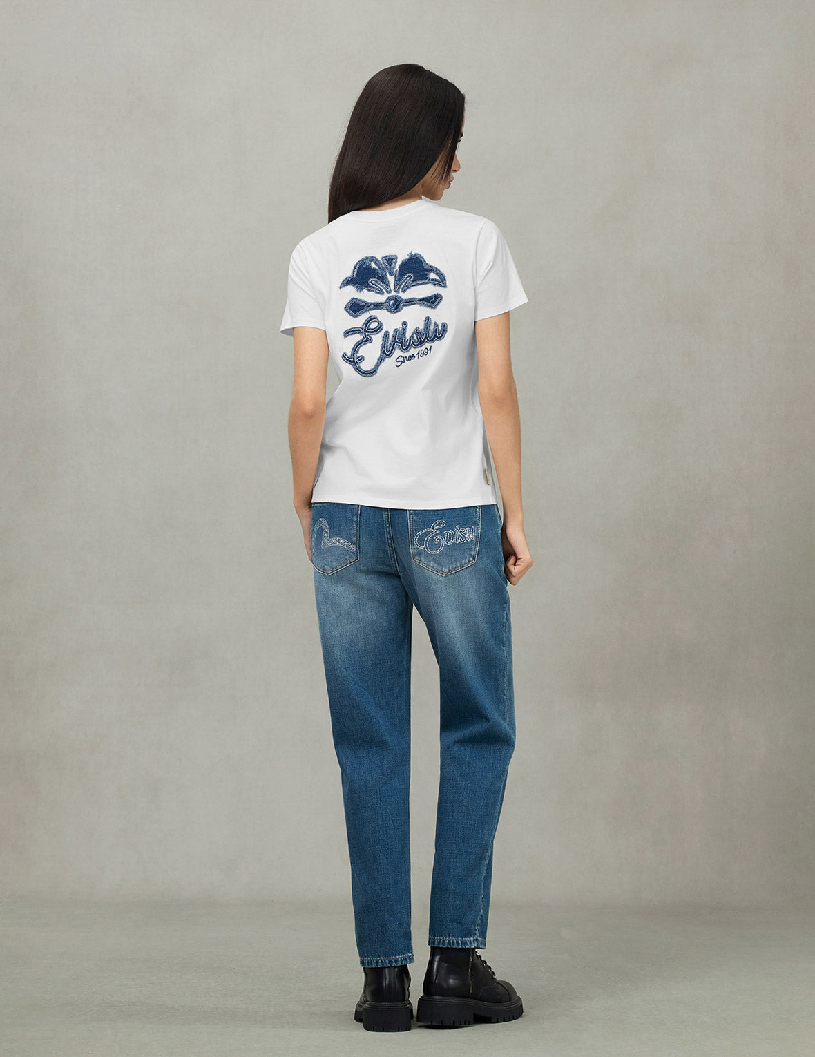 Deconstructed Denim Applique Embroidery Regular Fit T-Shirt