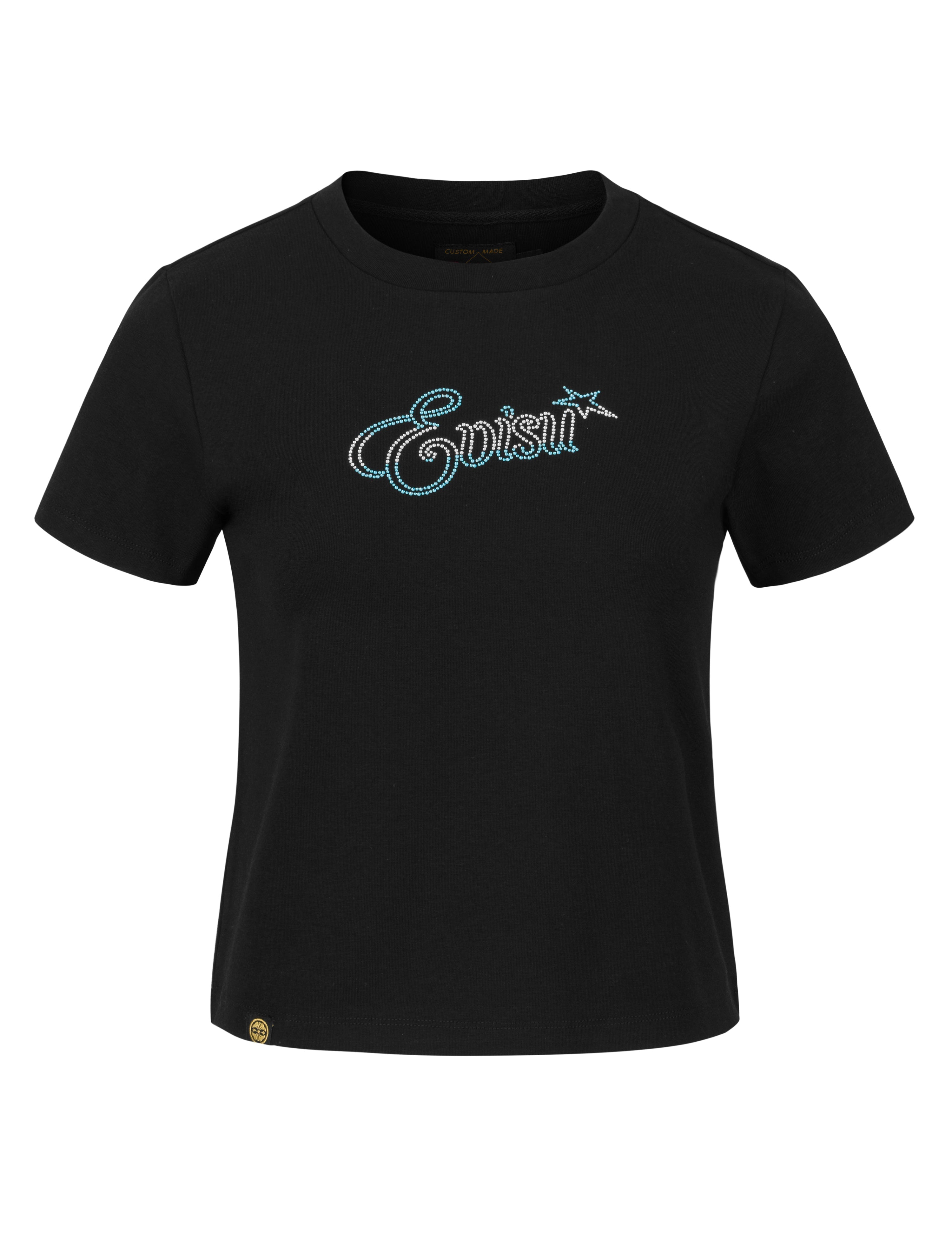 トップス SUVIN GIZA PREMIUM POISE T-SHIRTS/BLACK Logo and Starfish Rhinestone Slim Fit T-Shirt – EVISU