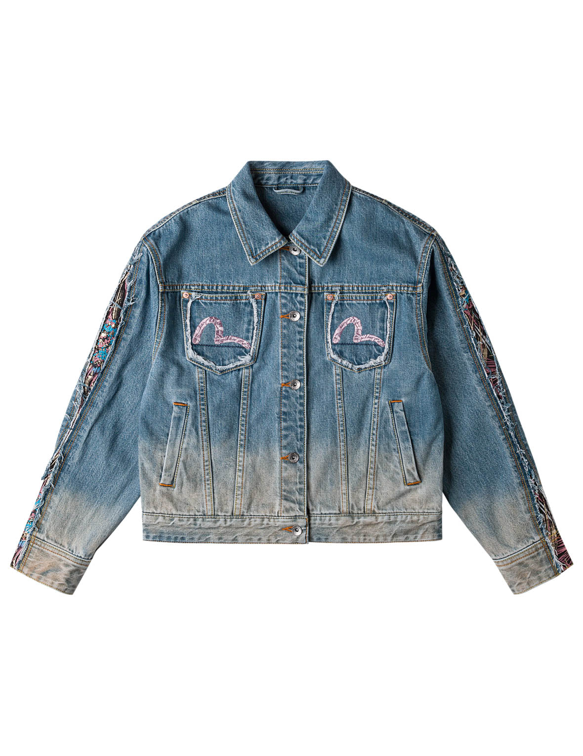 Brocade Panel Denim Jacket
