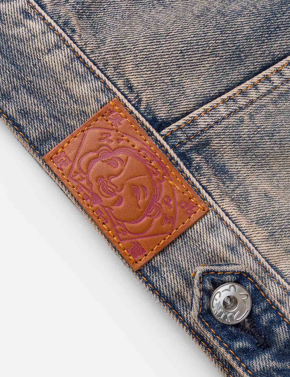 双色水洗绑带牛仔夹克