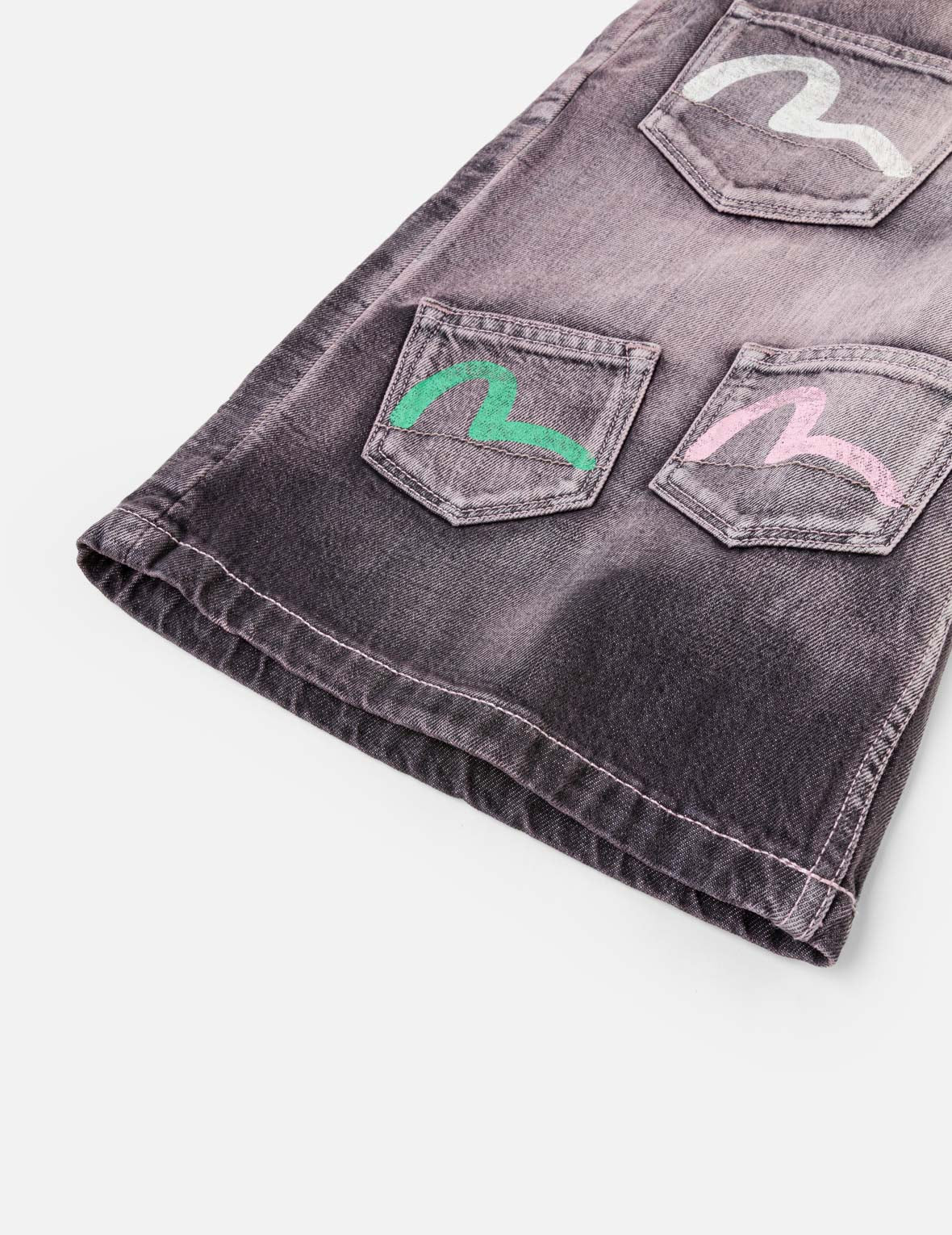 Seagull Print Multi-Pocket Denim Shorts – EVISU