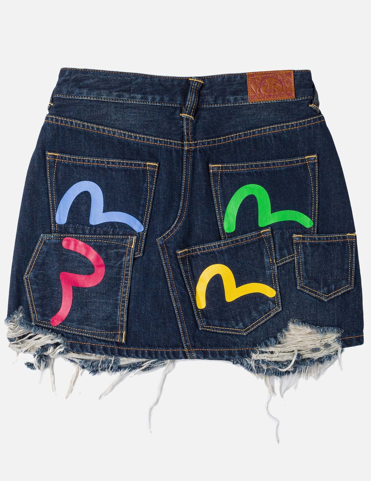 Seagull Print Multi-Pocket Denim Skirt – EVISU