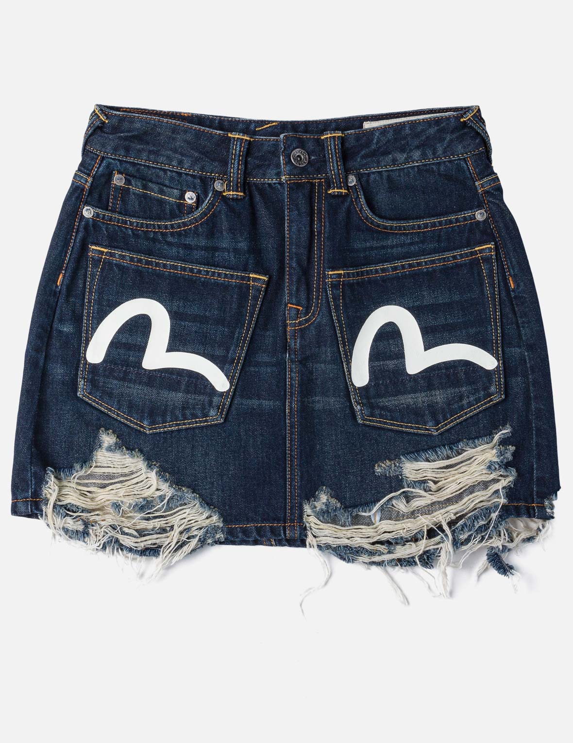 Seagull Print Multi-Pocket Denim Skirt – EVISU