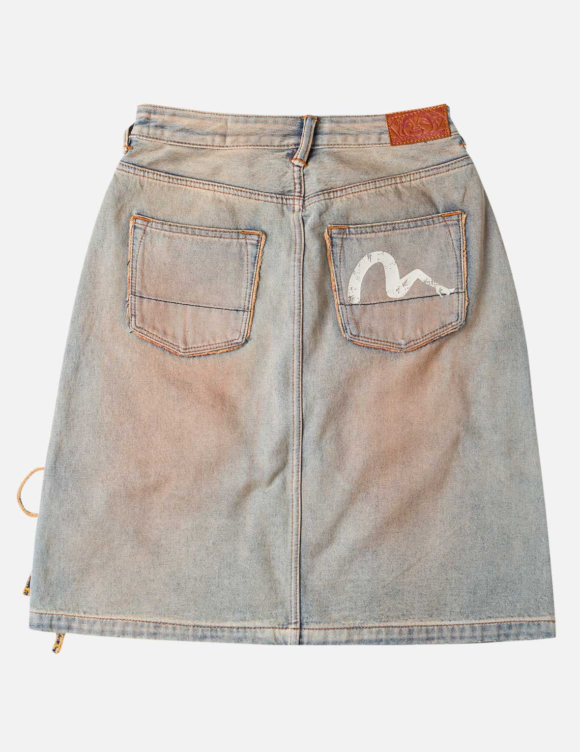 Seagull Eyelet Lace-Up Denim Skirt