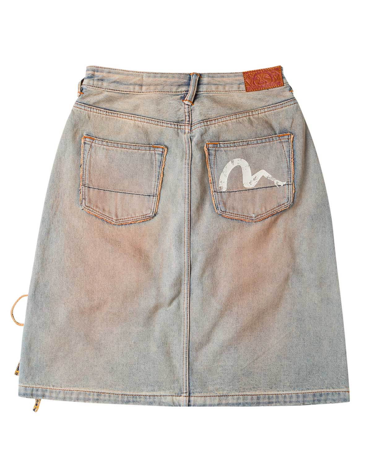 Seagull Eyelet Lace-Up Denim Skirt