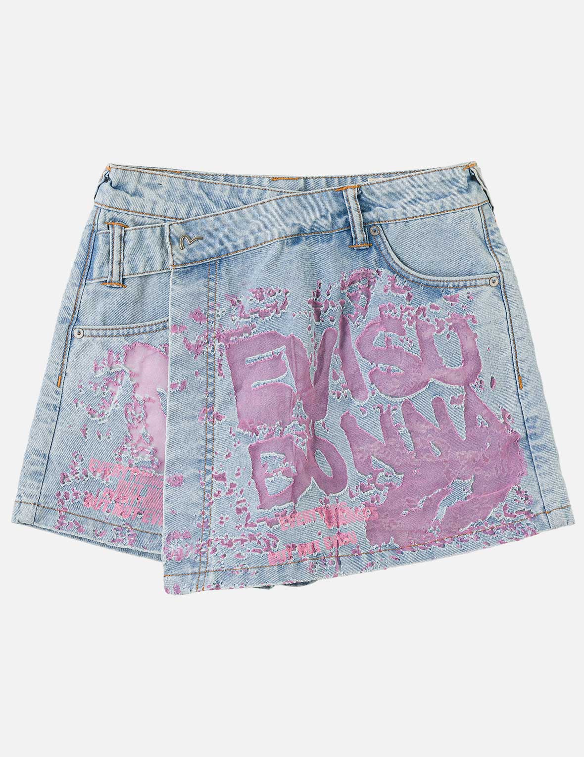 Color Burn-out Wordmark Denim Skort – EVISU