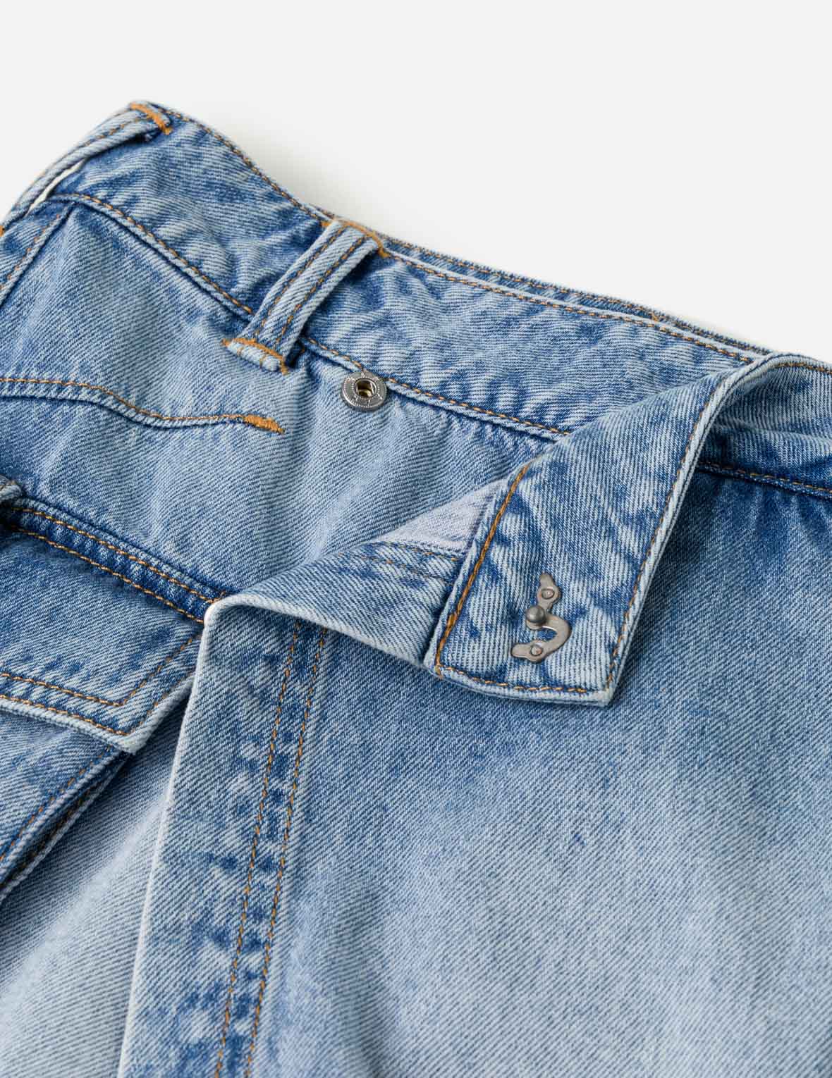 Sashiko Seagull with Rhinestones Cargo Denim Skort
