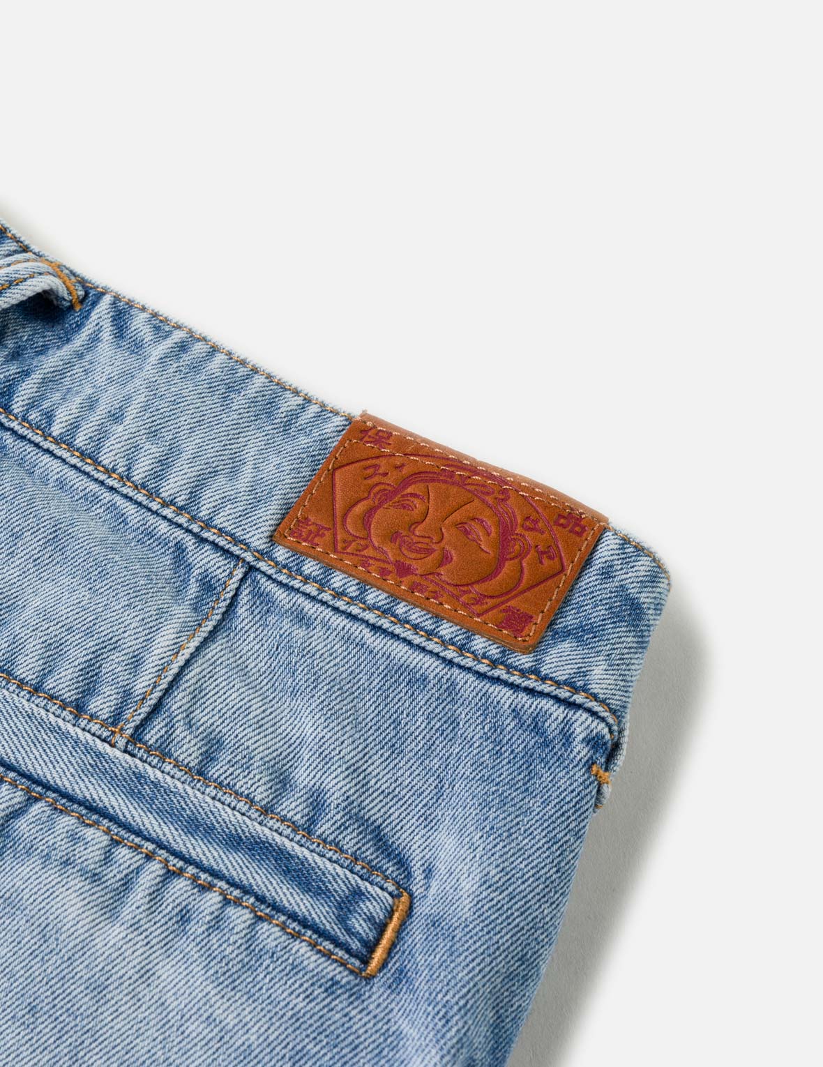 Sashiko Seagull with Rhinestones Cargo Denim Skort