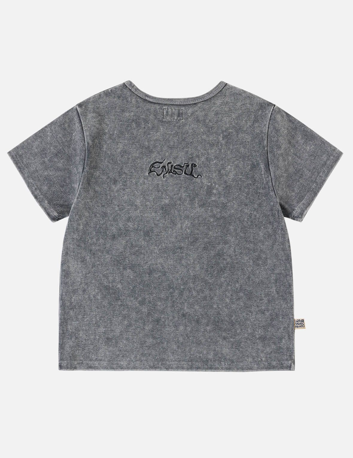 Slogan Seagull Embroidery Oil Wash T-shirt