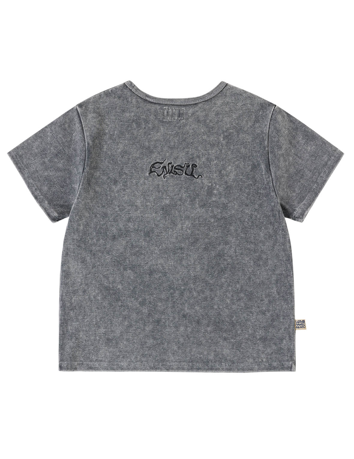 Slogan Seagull Embroidery Oil Wash T-shirt