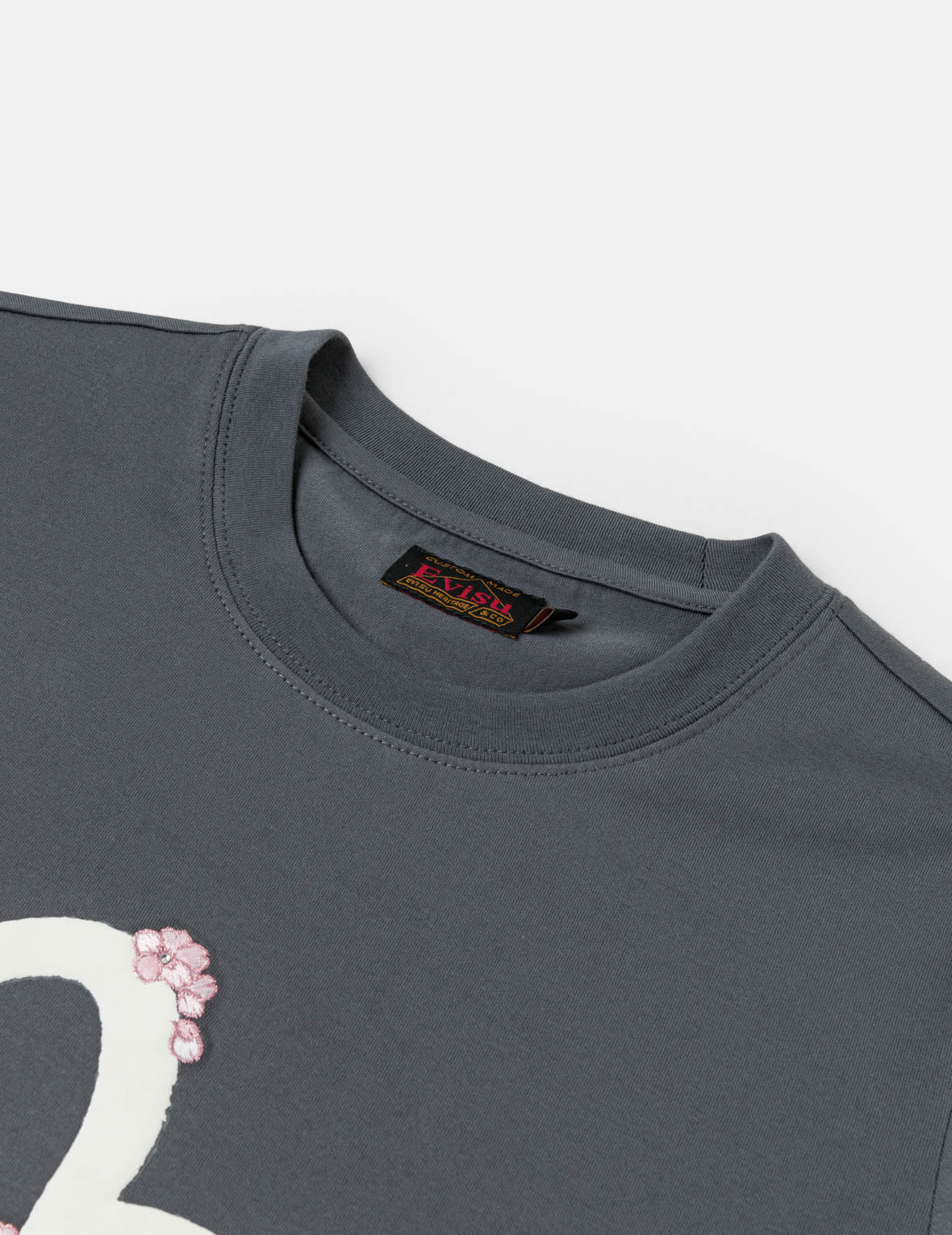 Sakura Embroidery Seagull Print T-Shirt