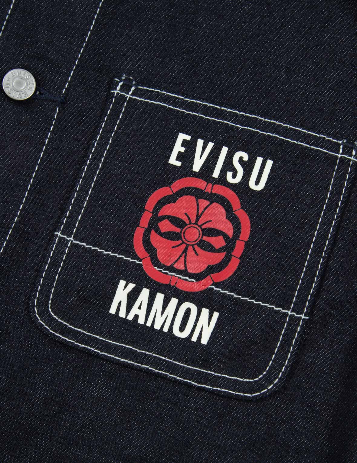 Kamon and Logo Print Denim Shirt Jacket