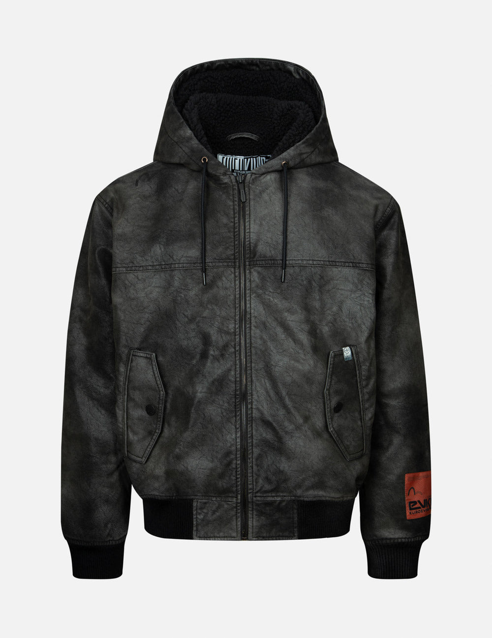 Hooded Grain Pattern Regular Fit Leather Bomber Jacket – EVISU