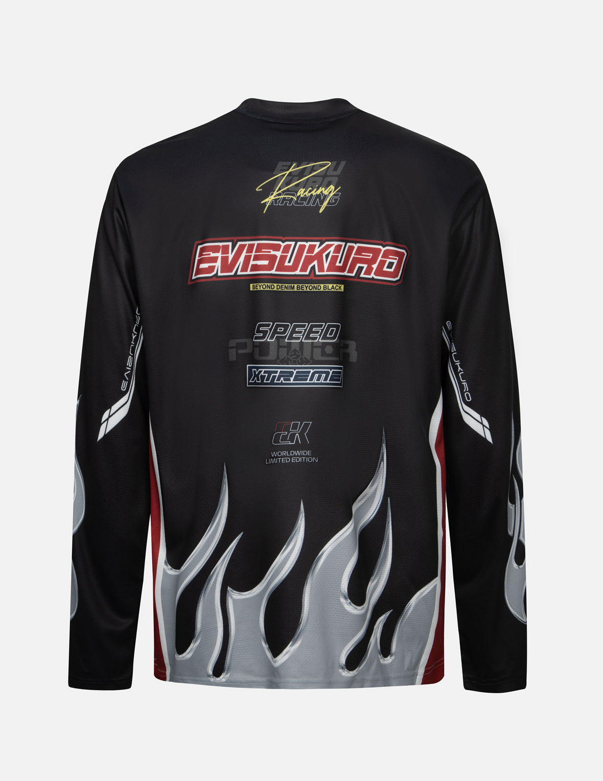 Chrome Fire and Multi-Logo Regular Fit Long-Sleeve Racing T-Shirt