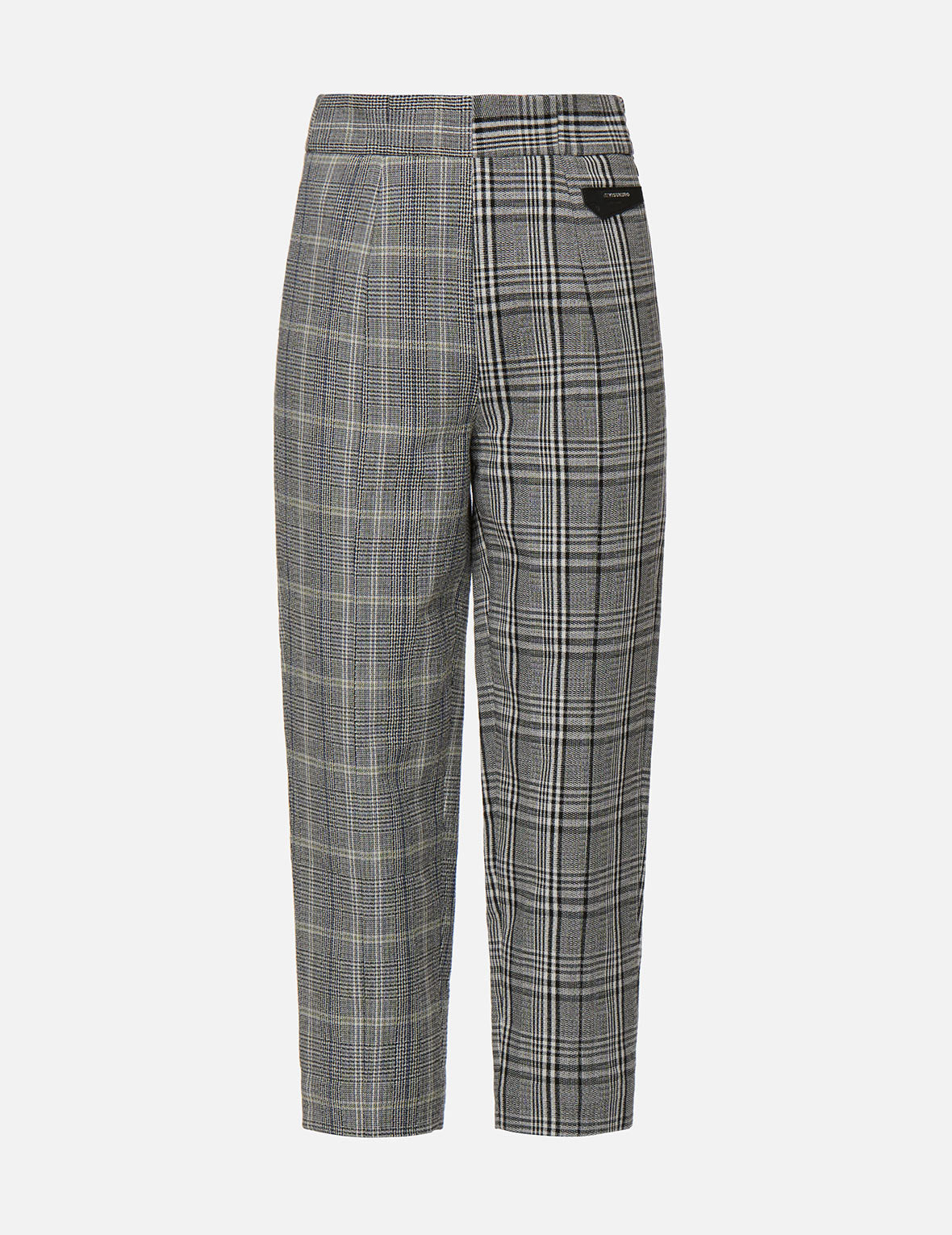 Leather Badge Mixed Plaid Pants
