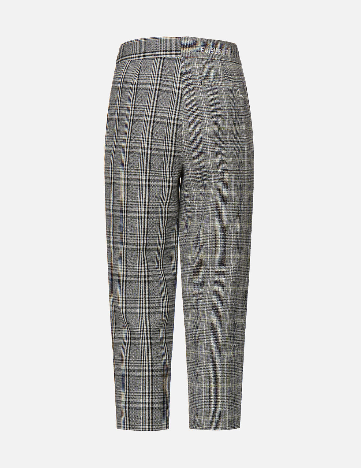 Leather Badge Mixed Plaid Pants