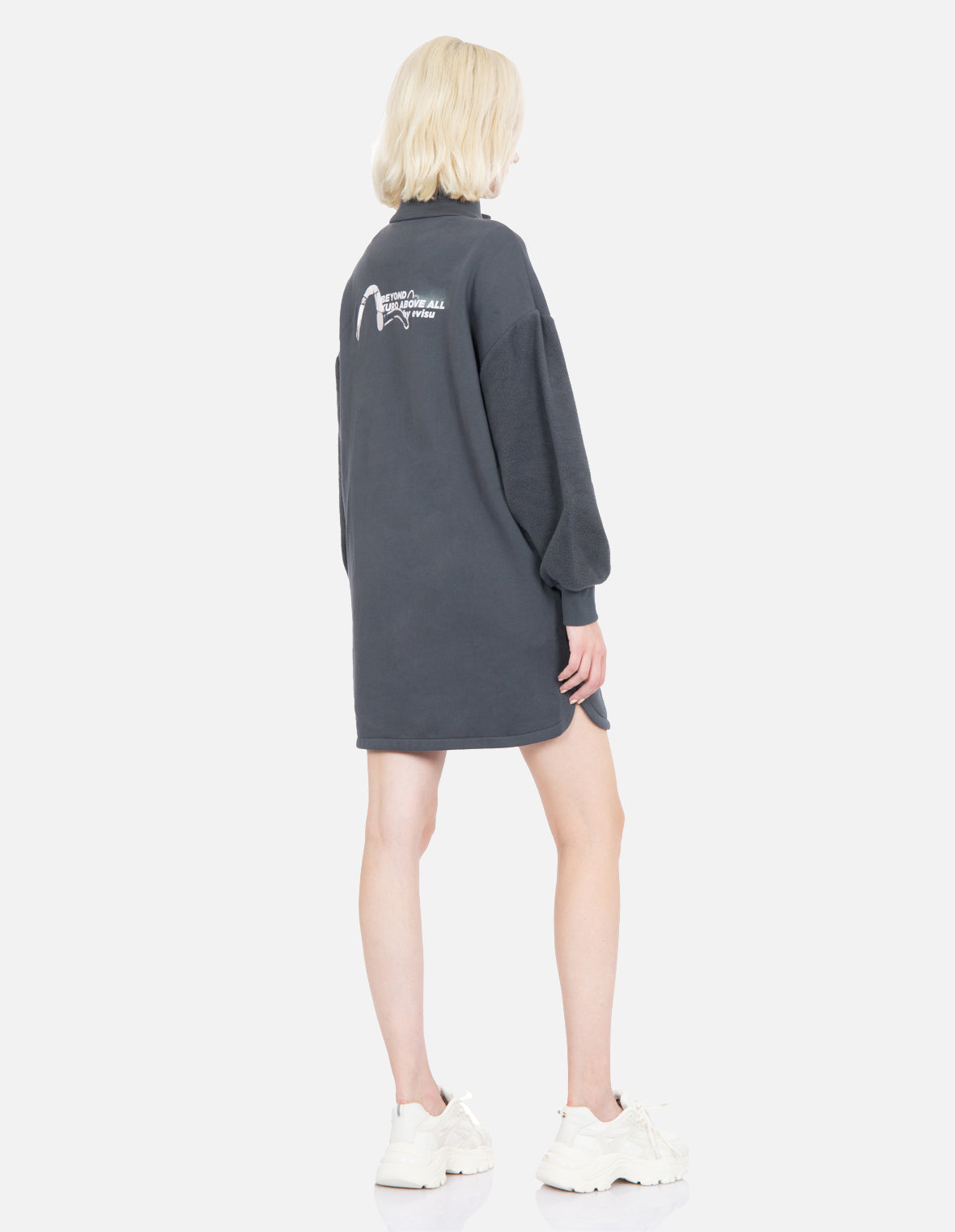 Slogan Print Turtle Neck Sweatdress