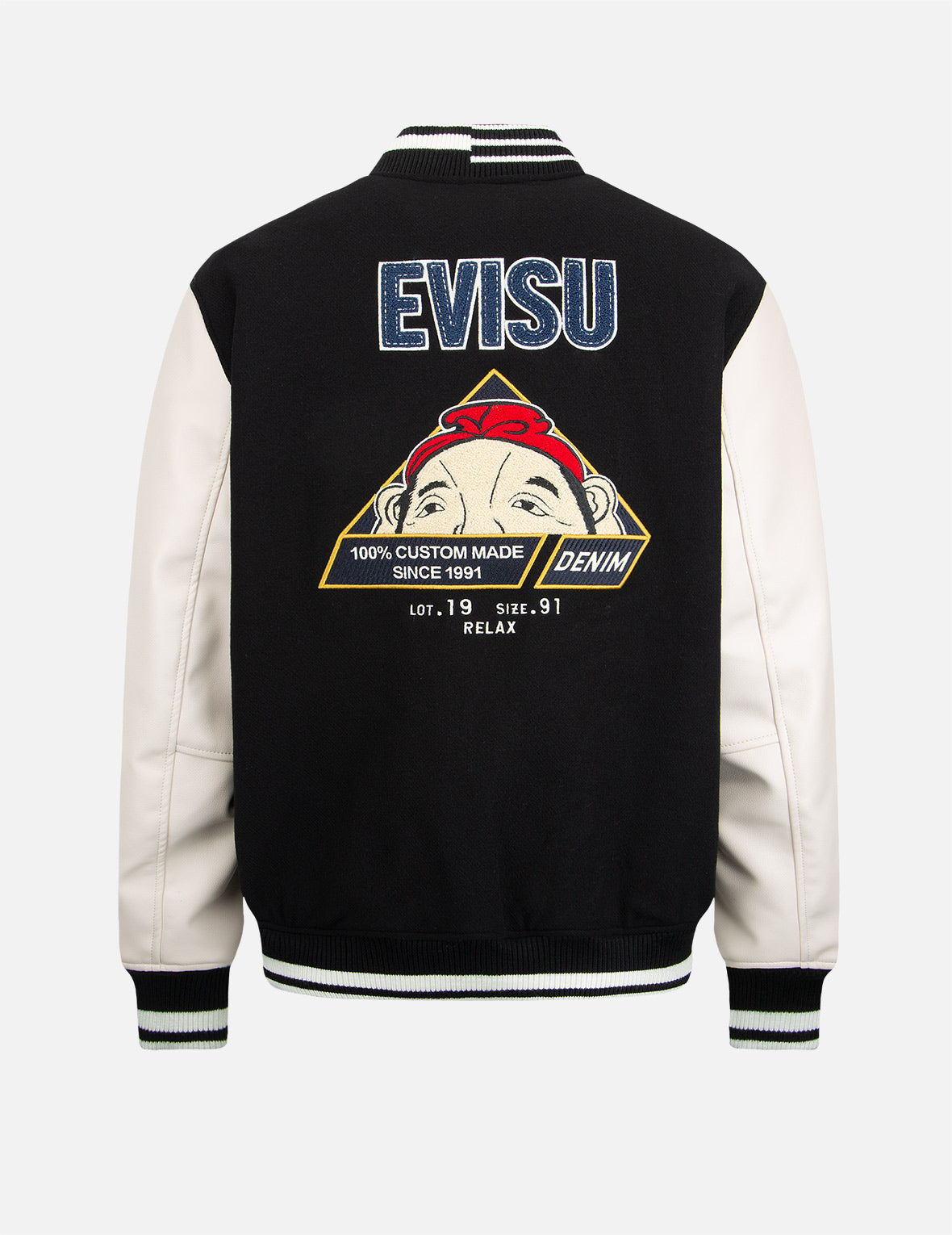 Hide-and-Seek” Godhead Appliqué Baseball Jacket – EVISU