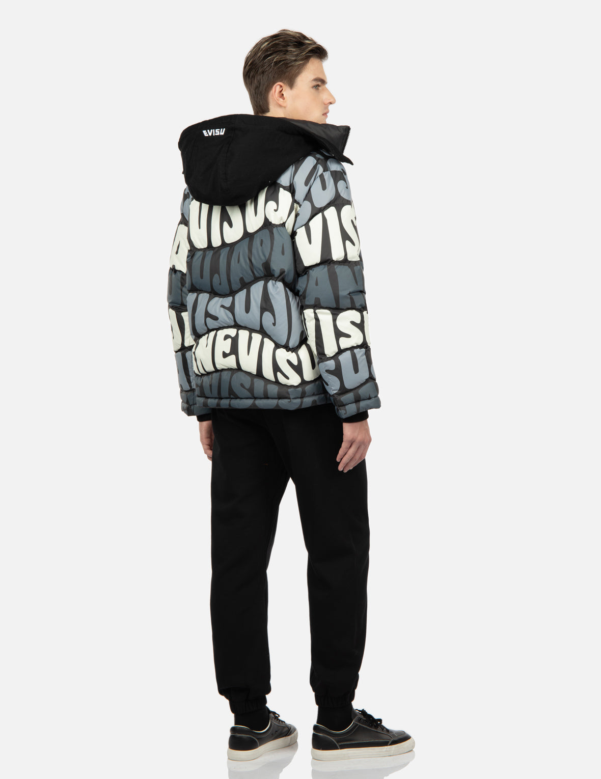 Monogram Print Relaxed Down Jacket – EVISU
