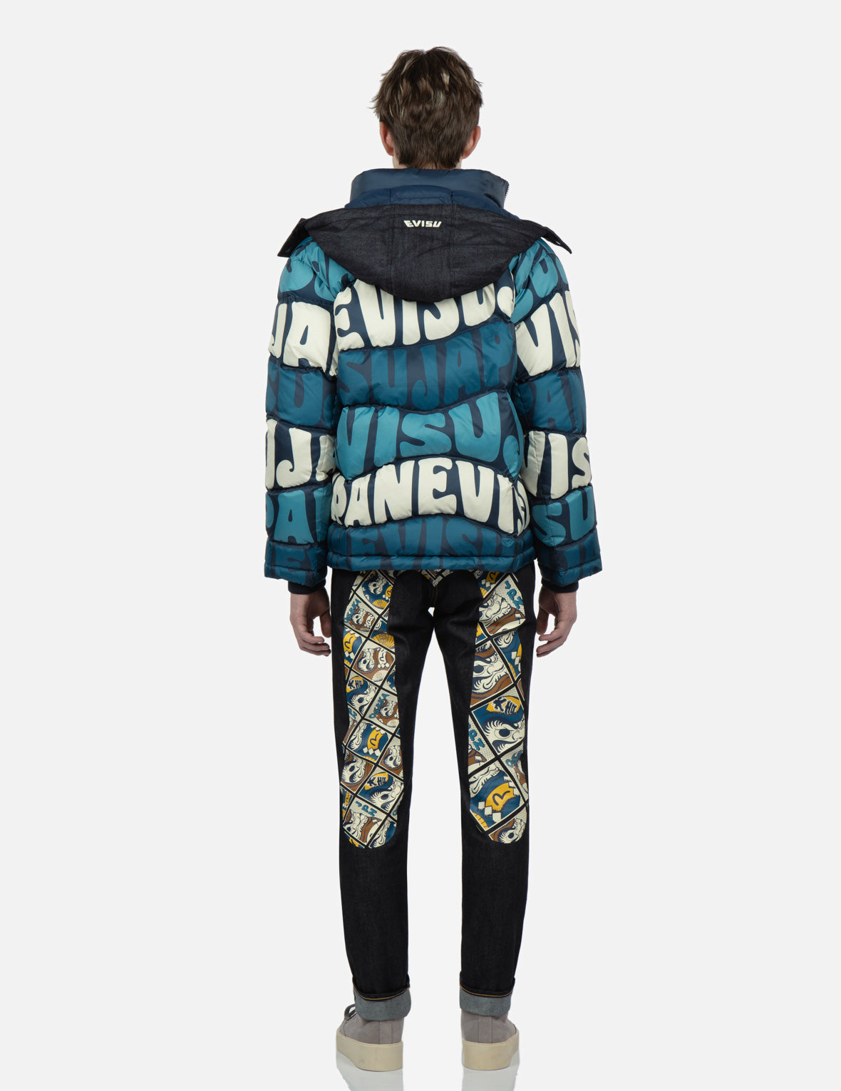 Allover Wavy Text Print Down Jacket – EVISU