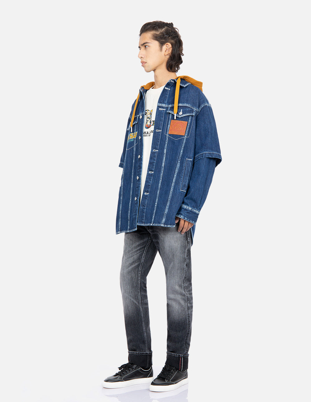 Fortune Cat Hide-and-Seek” Print Denim Shirt Jacket – EVISU