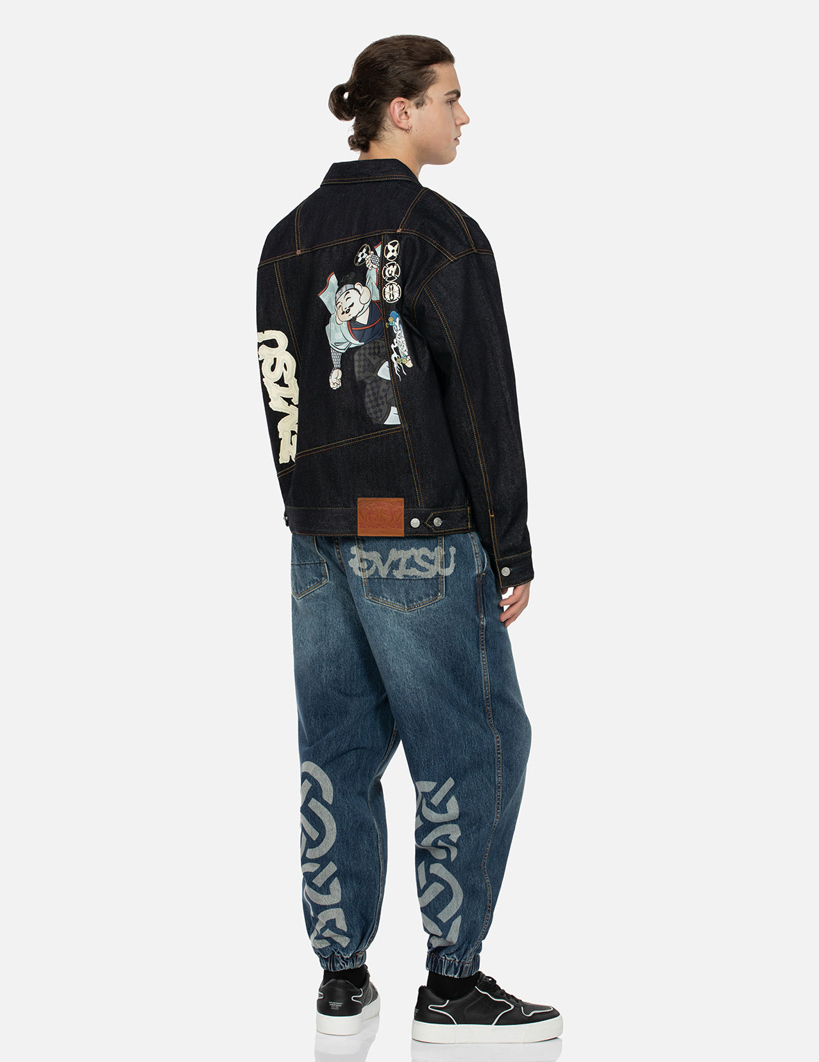 忍者佛头印花解构宽版牛仔外套