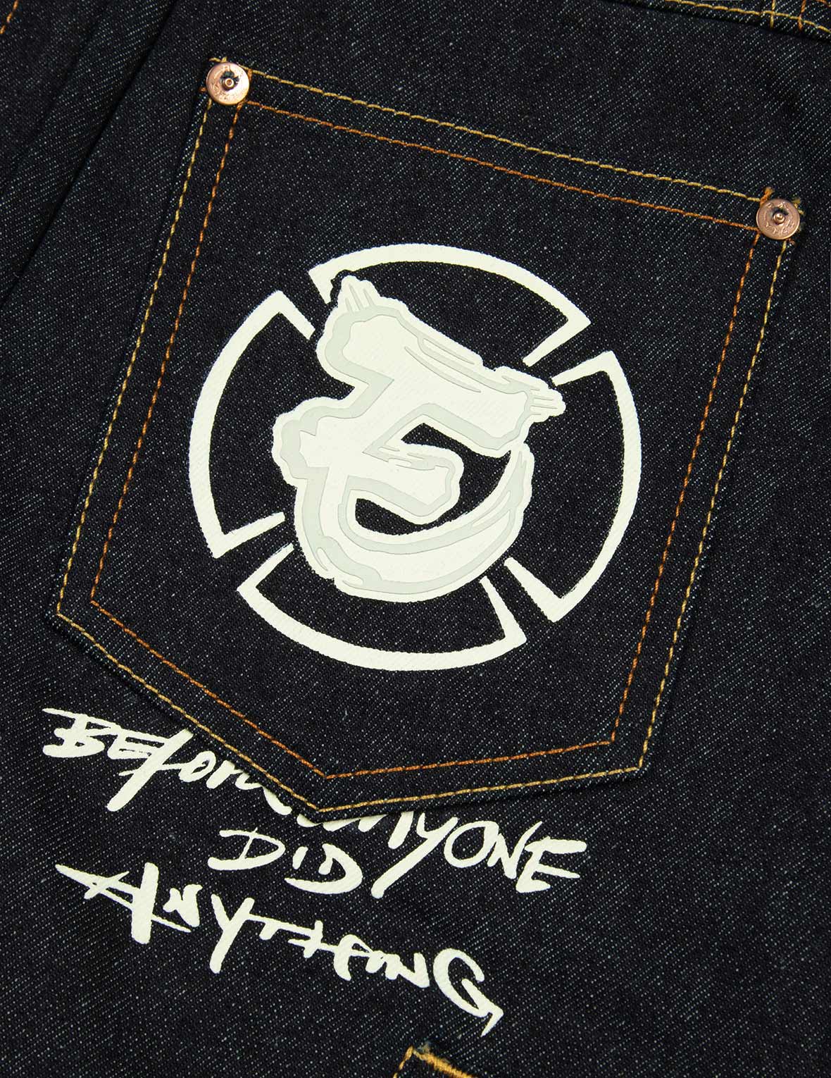 忍者佛头印花解构宽版牛仔外套