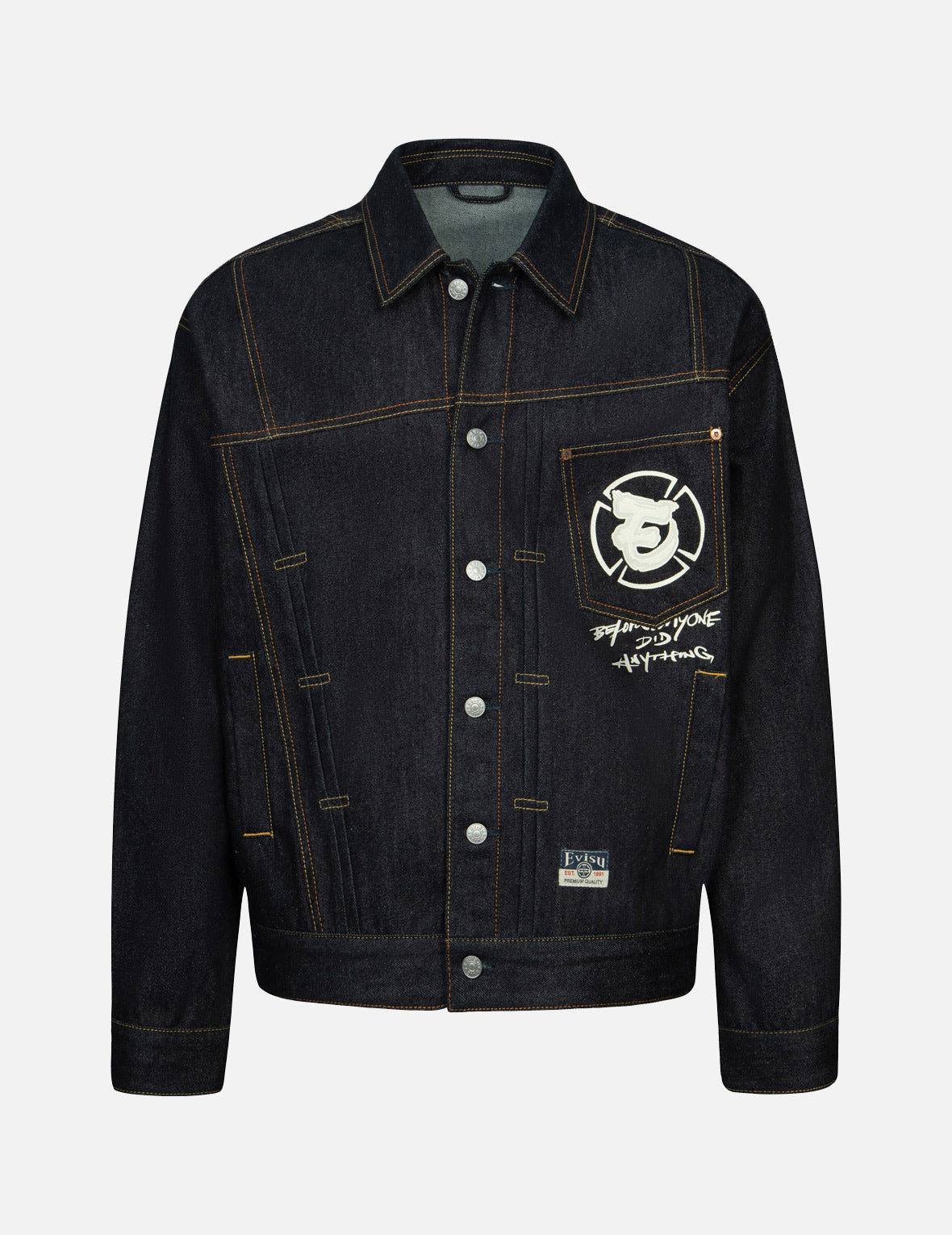 忍者佛头印花解构宽版牛仔外套