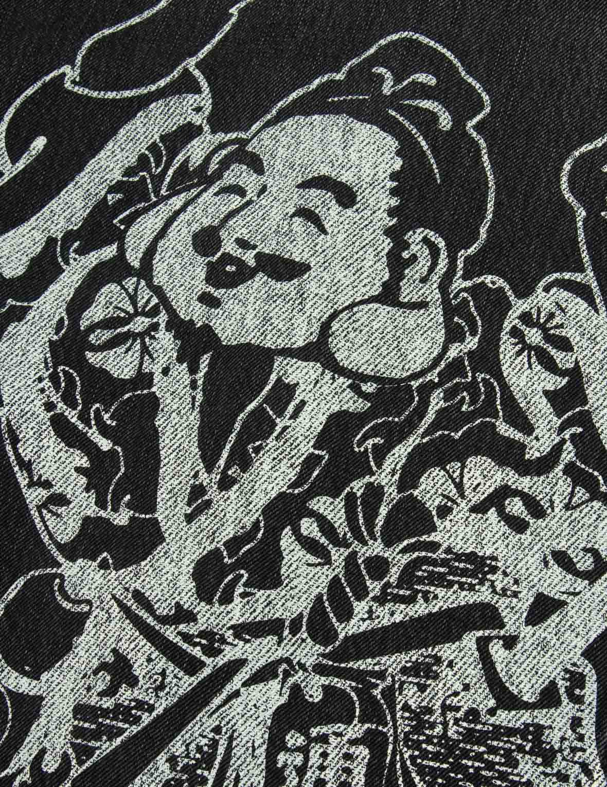 佛头印花宽版休闲机车牛仔外套