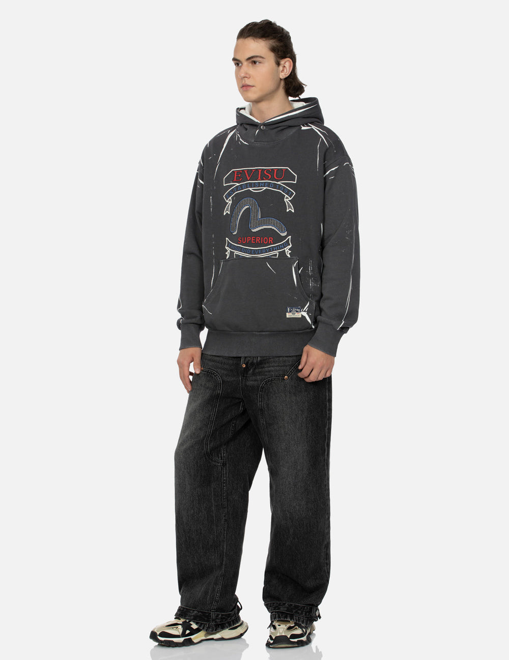 Distressed Edges Inserted Daicock Baggy Jeans – EVISU