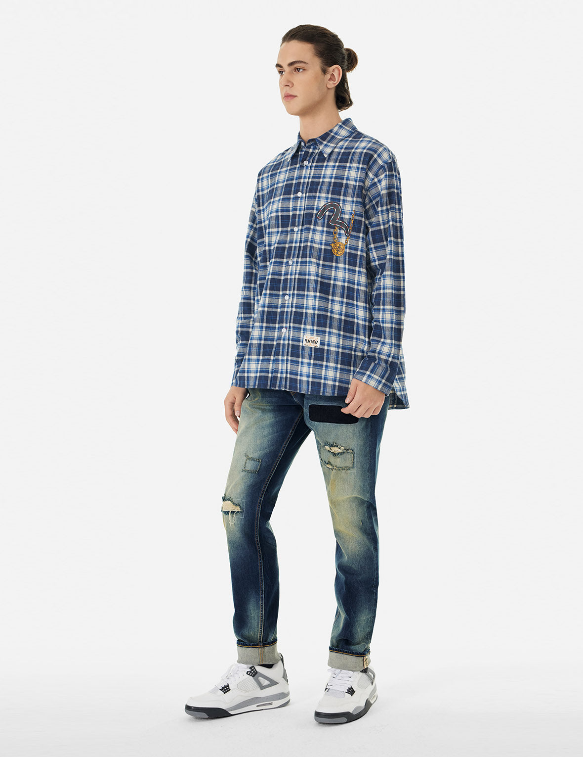 Logo Print and Seagull Embroidery Taper Fit Jeans #2017