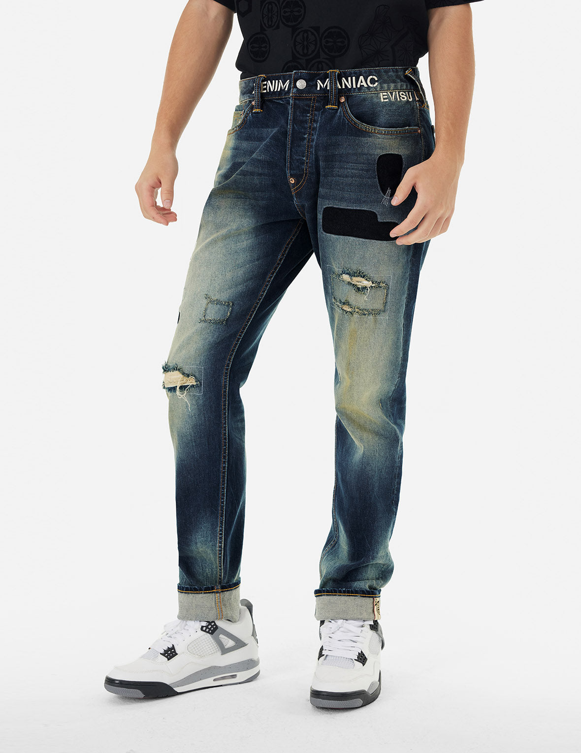 Logo Print and Seagull Embroidery Taper Fit Jeans #2017