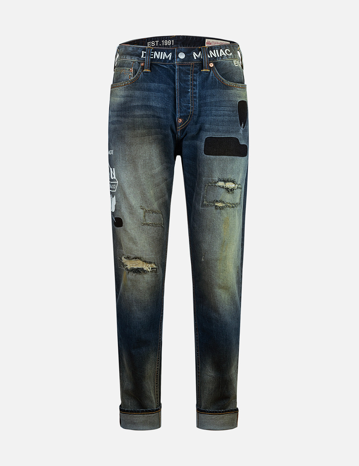 Logo Print and Seagull Embroidery Taper Fit Jeans #2017