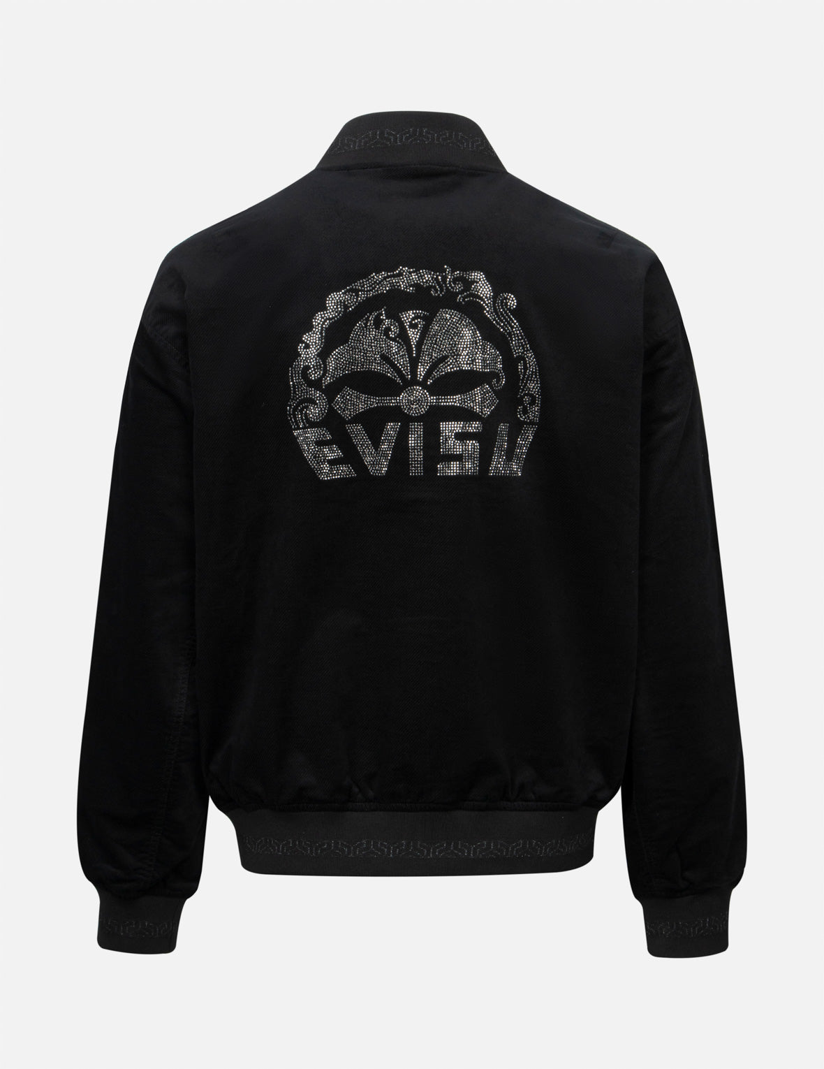 Rhinestone Kamon and Logo Relax Fit Bomber Jacket – EVISU Rhinestone Kamon and Logo Relax Fit Bomber Jacket – EVISU