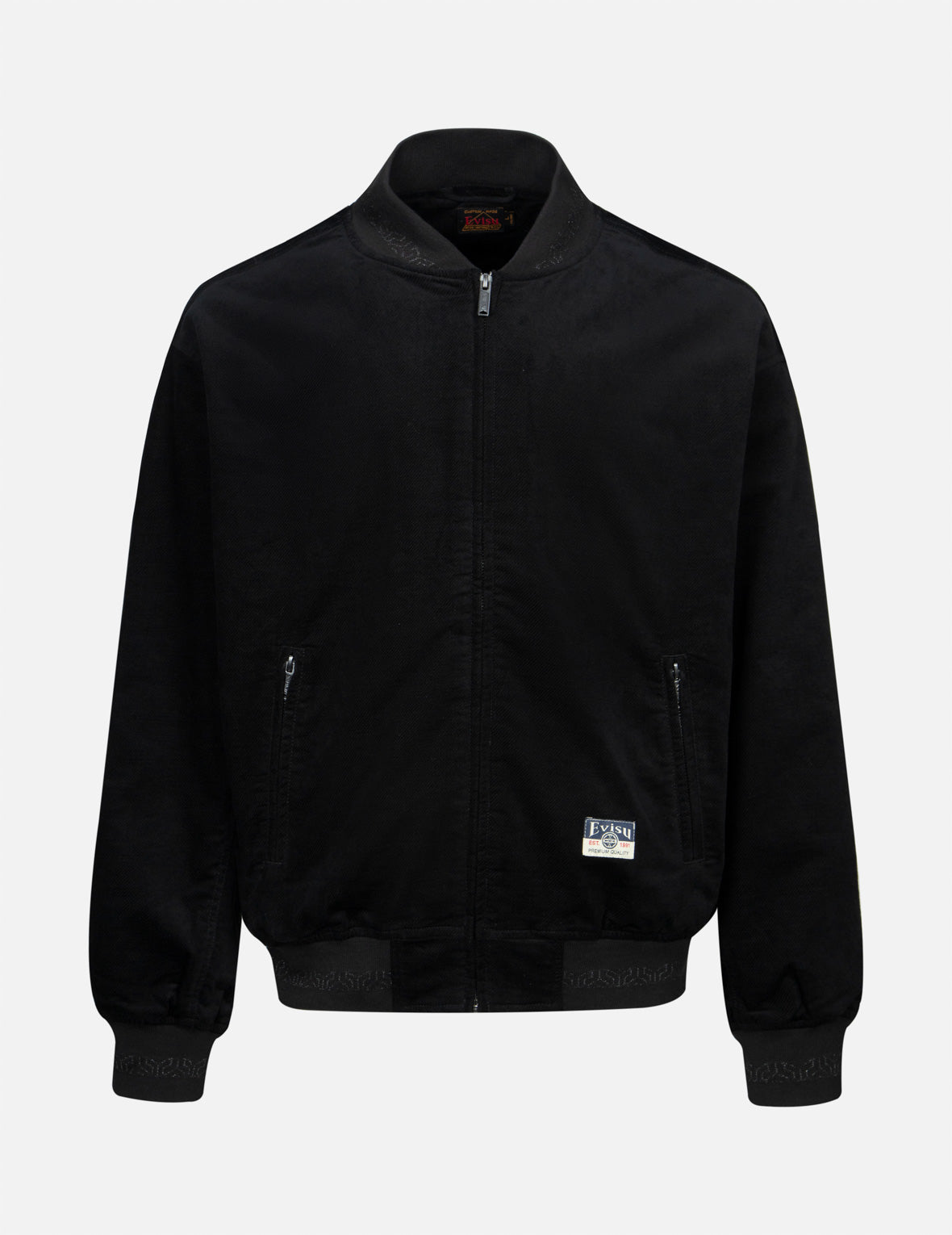 Rhinestone Kamon and Logo Relax Fit Bomber Jacket – EVISU Rhinestone Kamon and Logo Relax Fit Bomber Jacket – EVISU