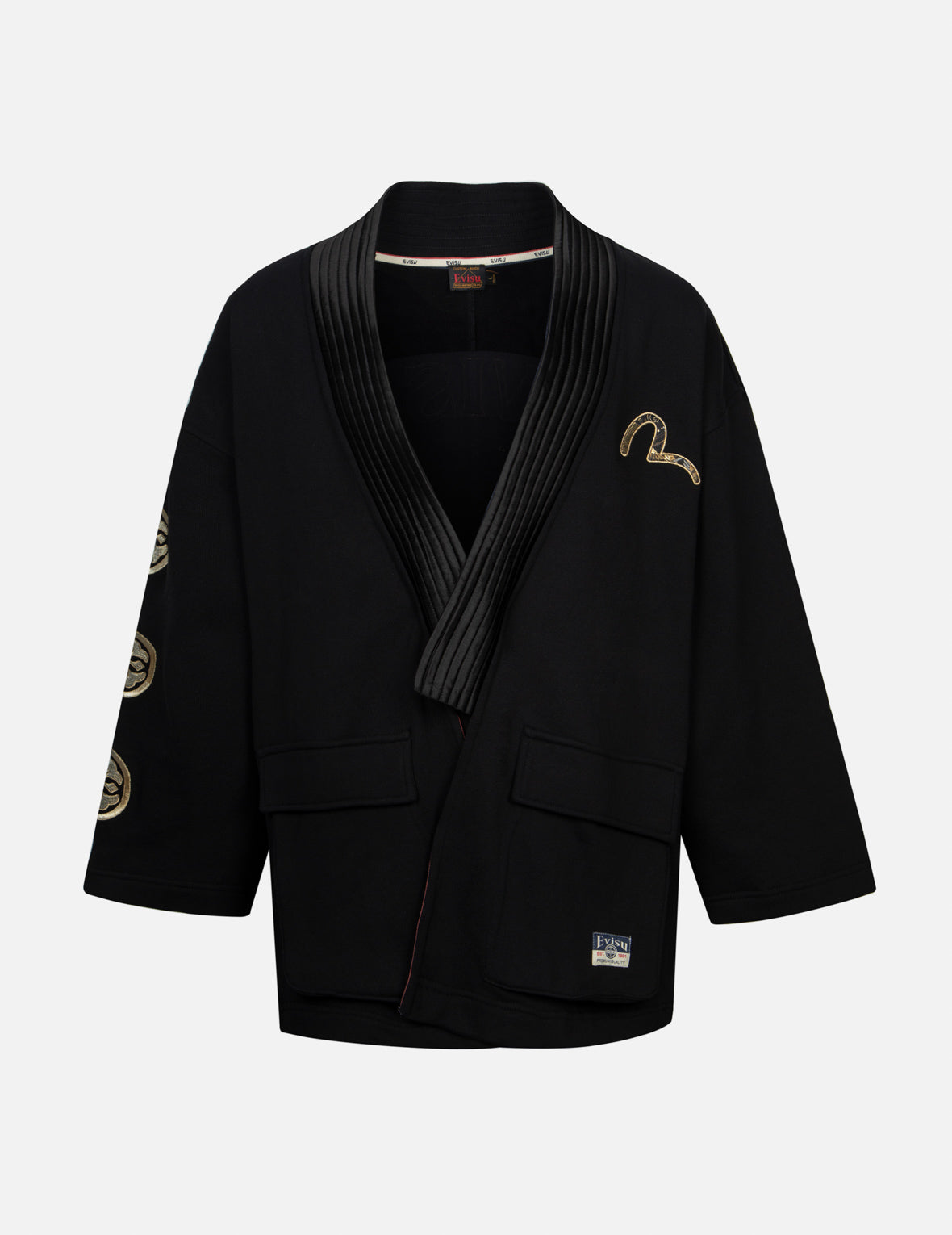 多重刺绣和印花宽版和服外套