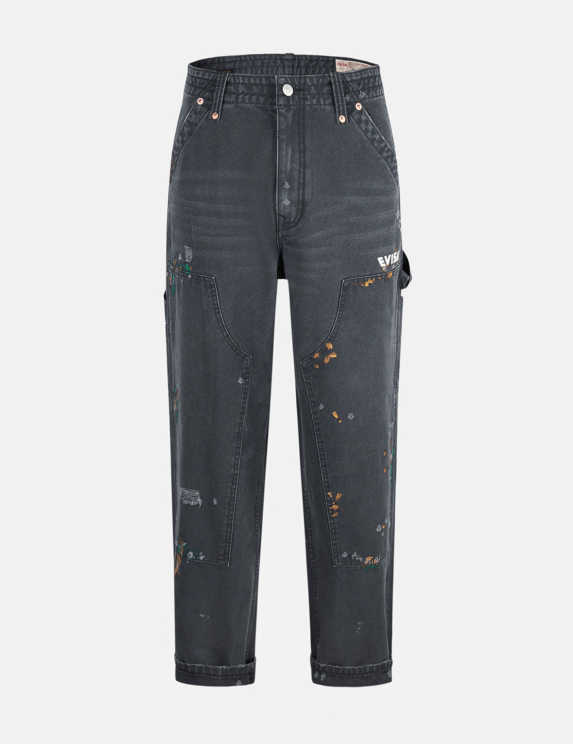 Seagull Embroidery and Logo Print Relax Fit Washed Pants – EVISU
