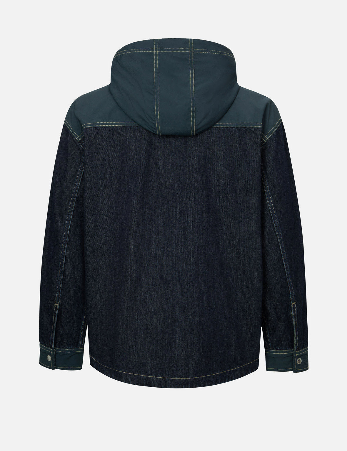 Logo Print Loose Fit Hooded Denim Shirt Jacket