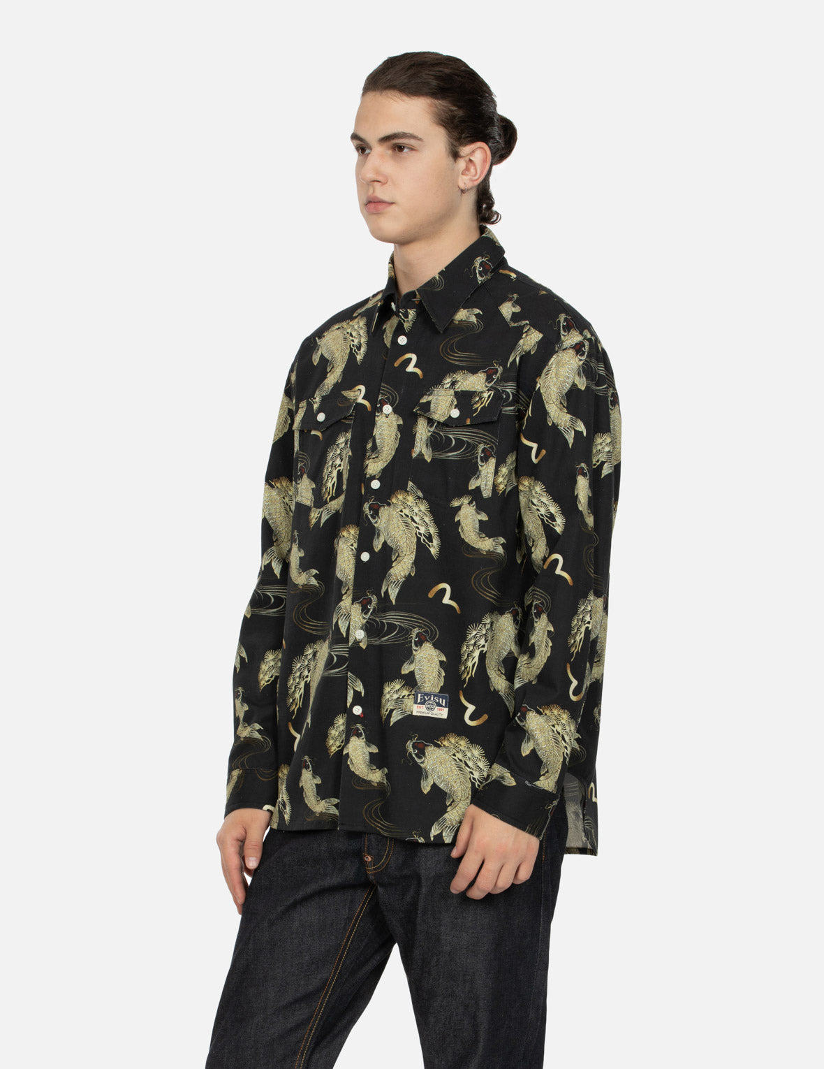 Allover Carp and Seagull Print Oversized Shirt – EVISU